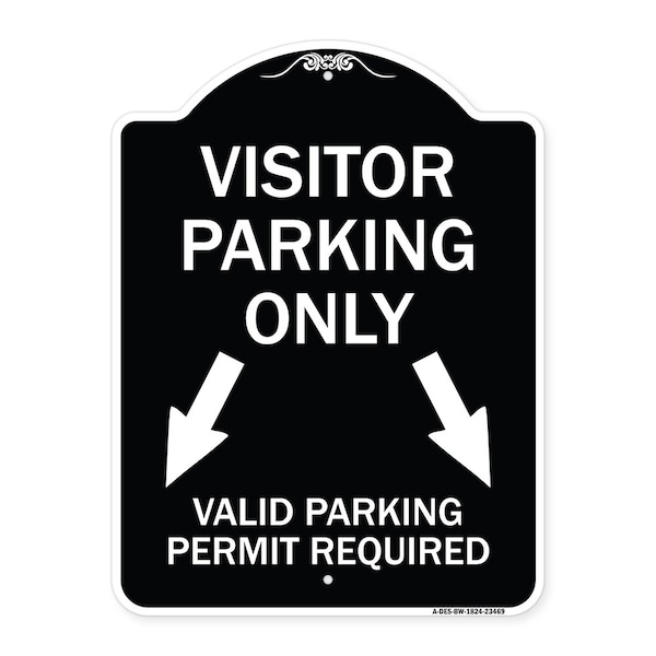 Parking Area Visitors Parking Only Valid Parking Permit Required with Both Side Down, BW-1824-23469
